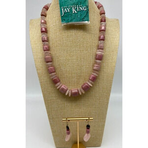 Jay King DTR Mine‎ Finds Necklace & Earrings Pink Rondellelle .925 Graduated 19"